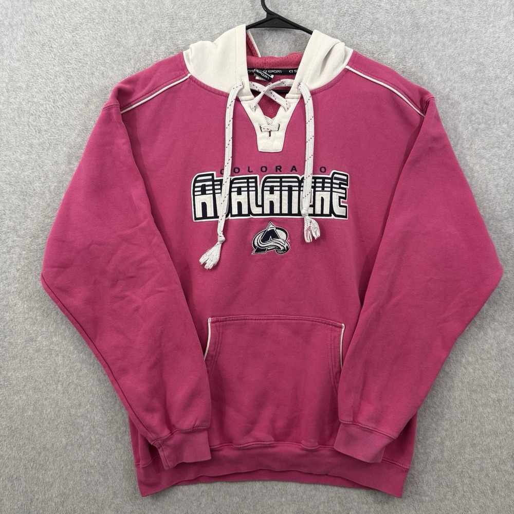 Colorado Avalanche Hoodie Men's Large Pink Lace Up Pockets Pullover Ci Sport NHL